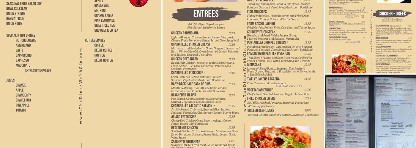 The Diner At Webb Gin Menu