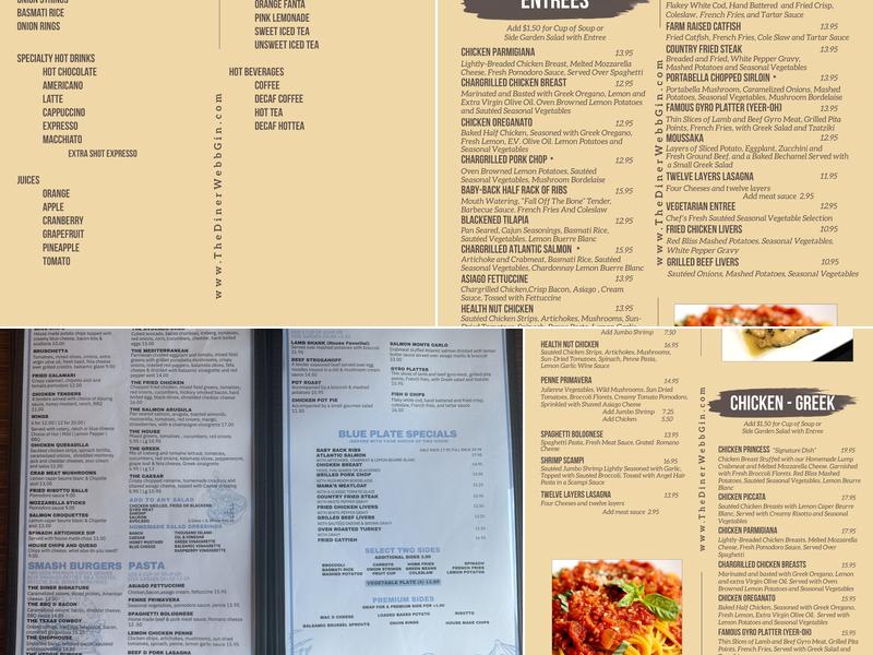 The Diner At Webb Gin Menu