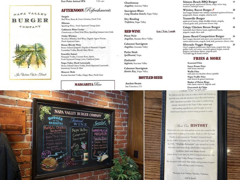 Napa Valley Burger Company Menu