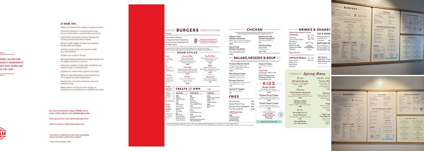 Roam Artisan Burgers Menu