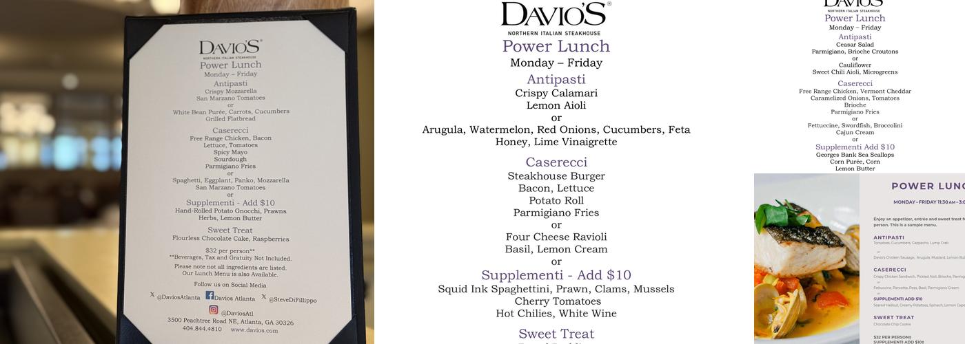 Davio’s Northern Italian Steakhouse Menu