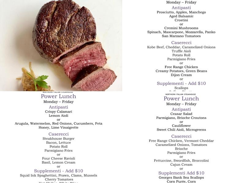 Davio’s Northern Italian Steakhouse Menu