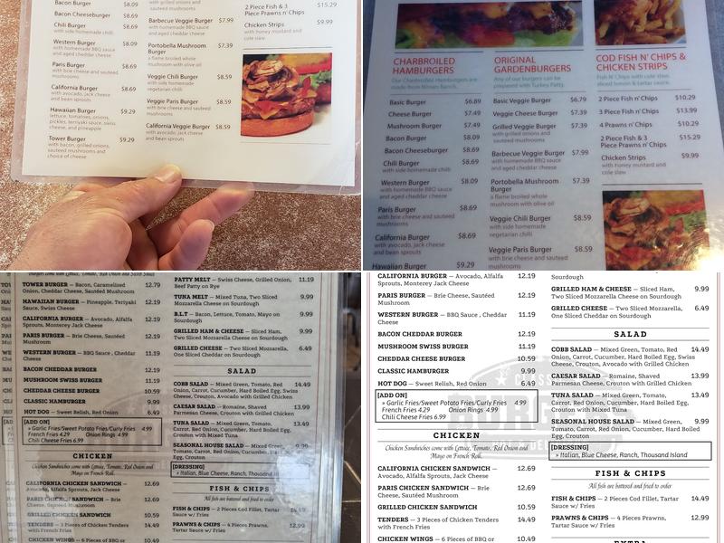 Tower Burger Menu