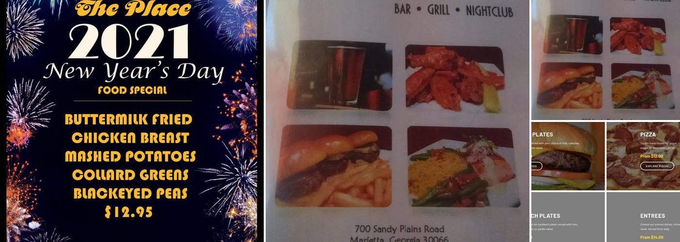 The Place Bar · Grill · Nightclub Menu