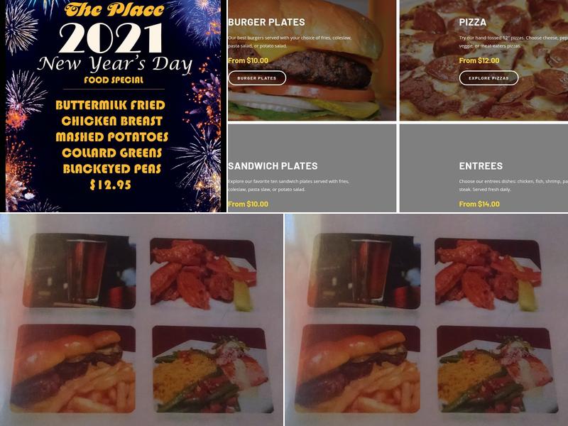 The Place Bar · Grill · Nightclub Menu