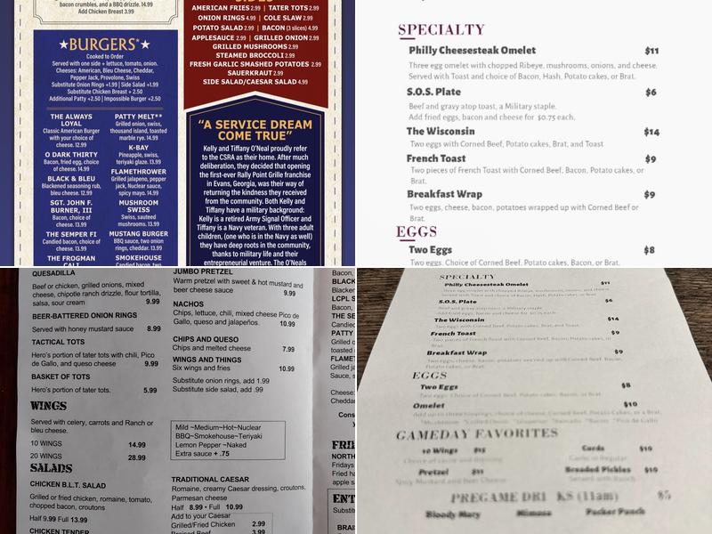 Rally Point Grille Menu