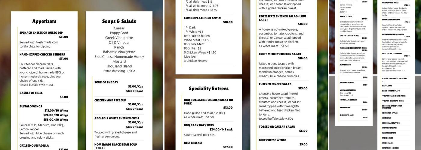 Roasters Menu