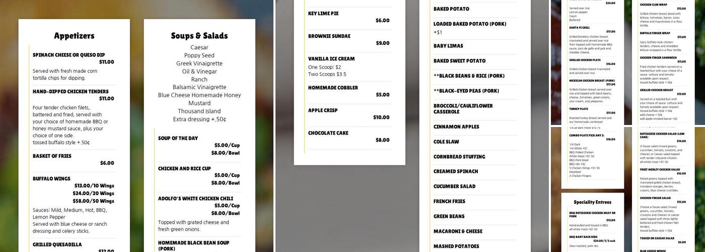 Roasters Menu