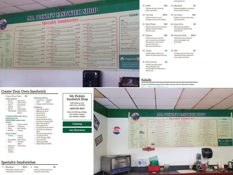 Mr. Pickles Menu