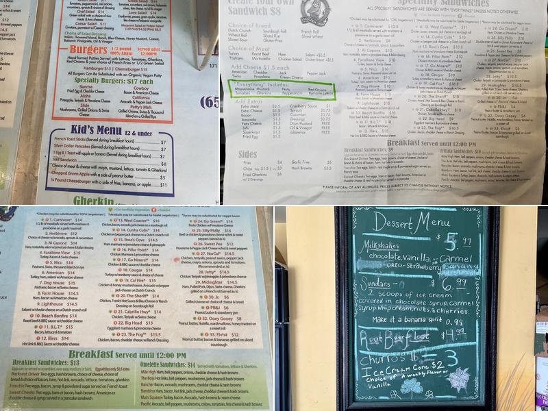 Gherkin's Sandwich Shop Menu