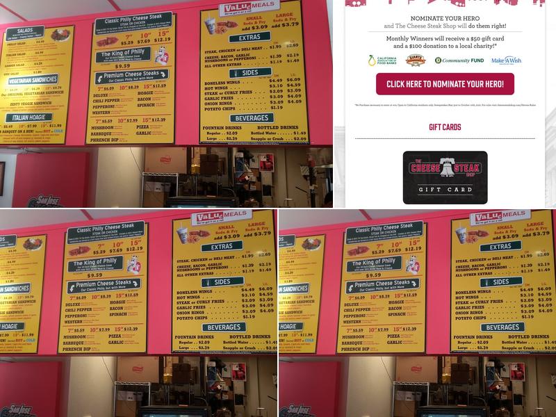 The Cheese Steak Shop Menu