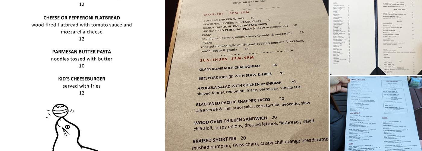 Barrel House Tavern Menu