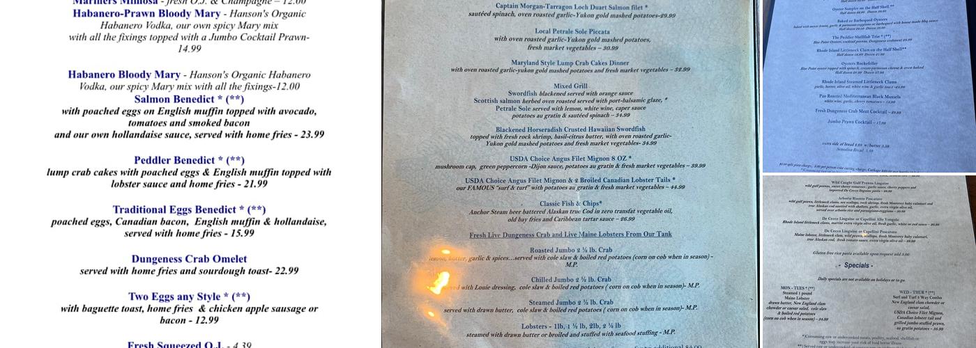 Seafood Peddler Restaurant and Fish Market Menu