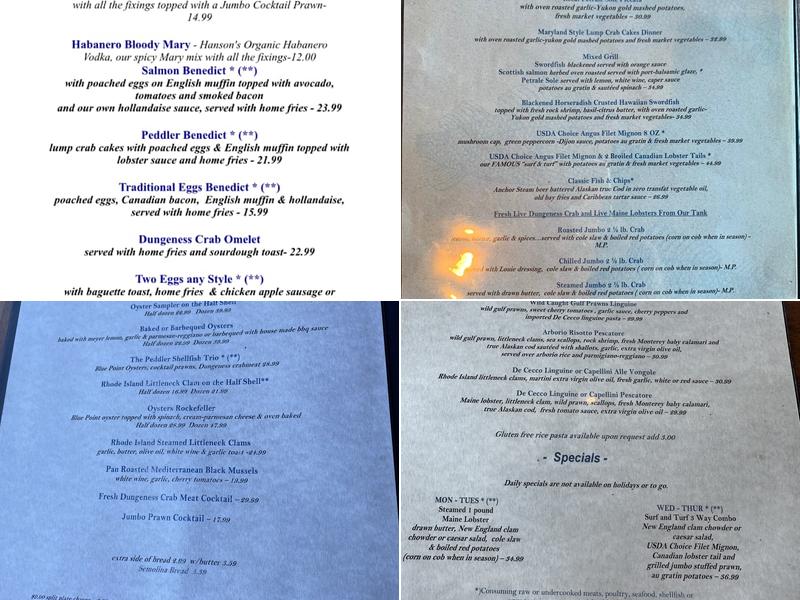 Seafood Peddler Restaurant and Fish Market Menu