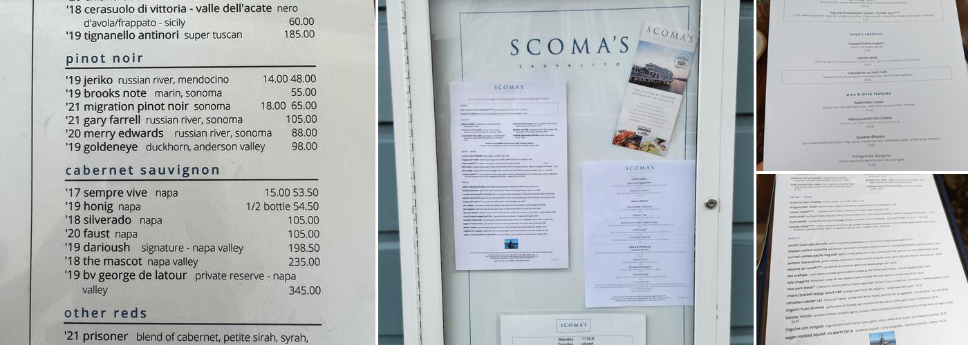 Scoma's of Sausalito Menu