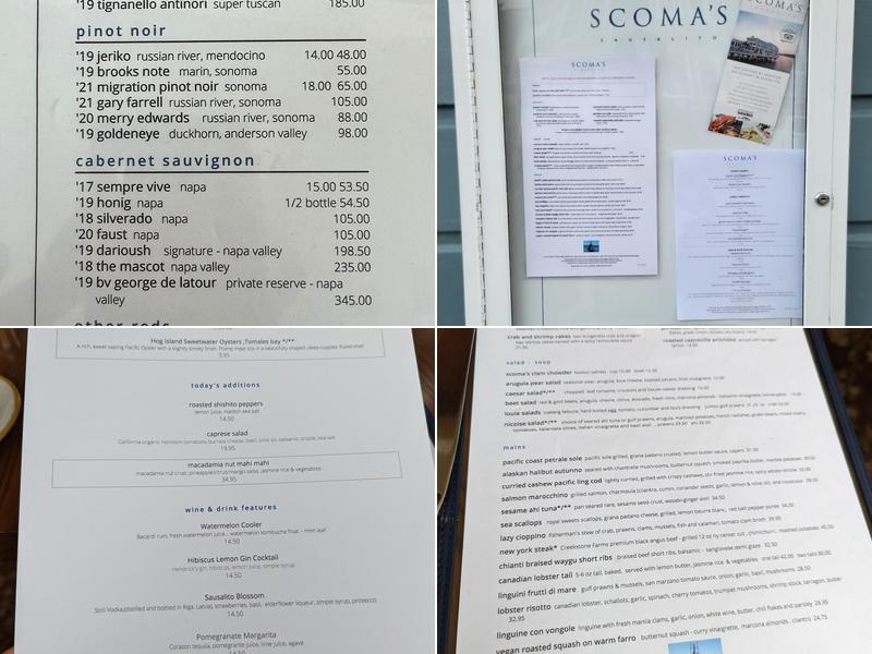Scoma's of Sausalito Menu