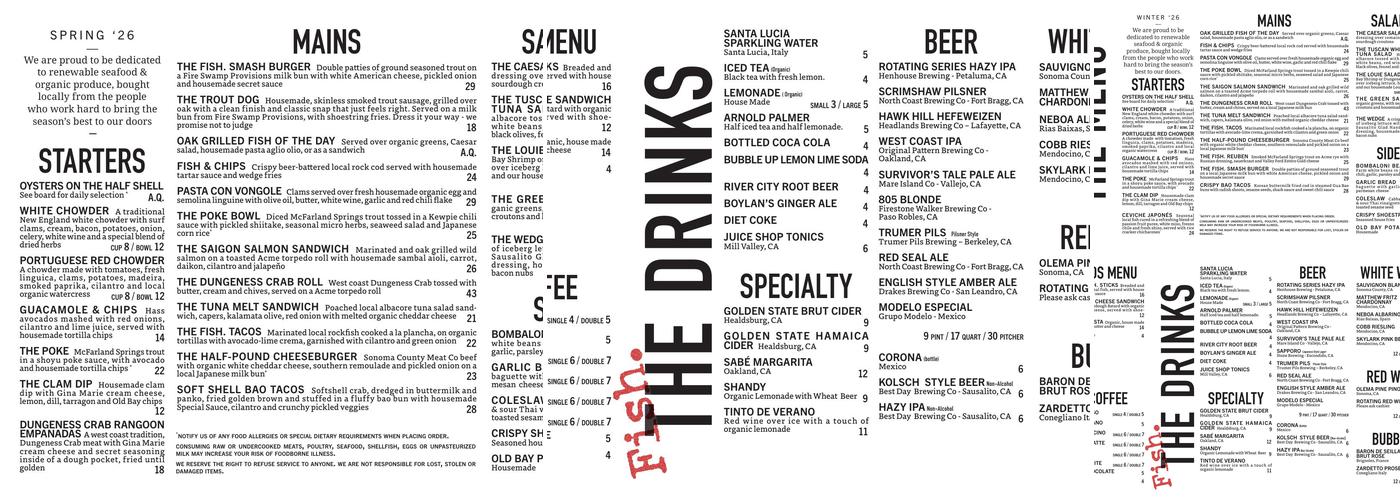 Fish. Menu
