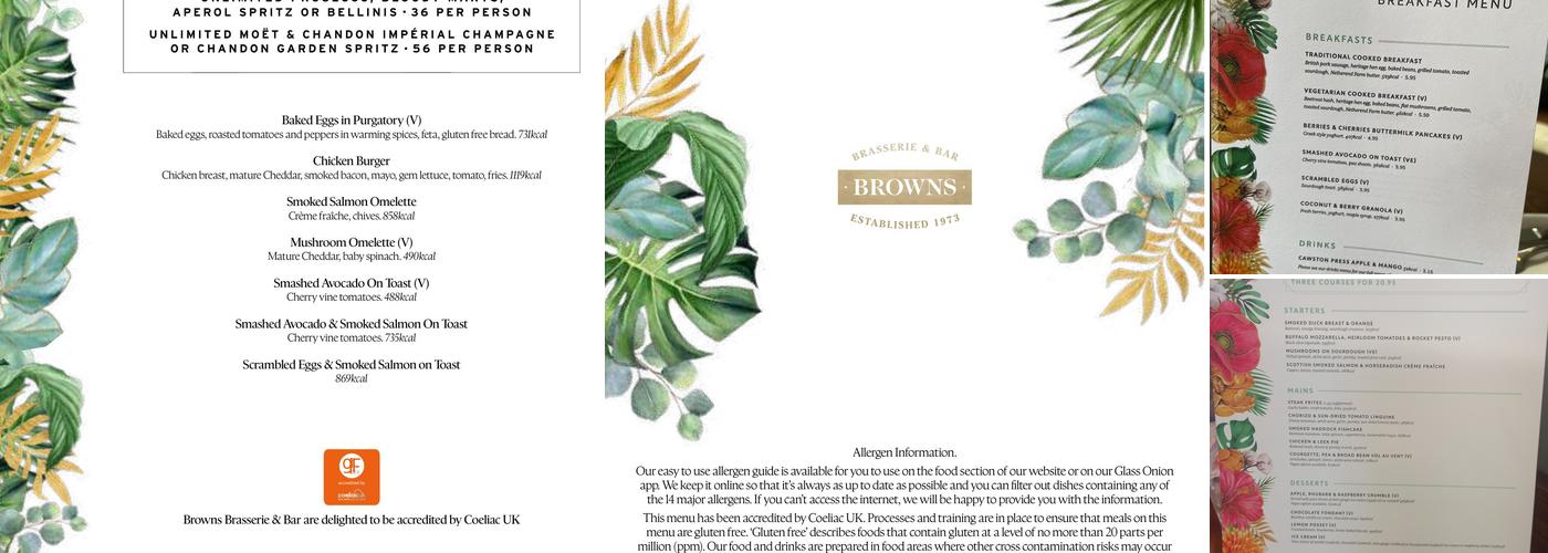 Browns Nottingham Menu