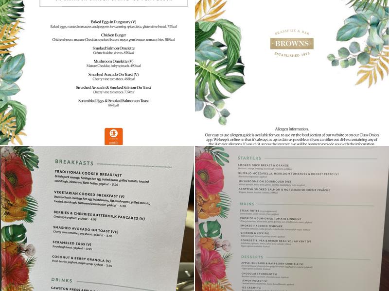 Browns Nottingham Menu