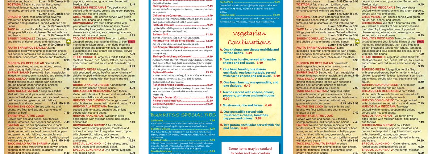 La Villa Rica Mexican cuisine Menu