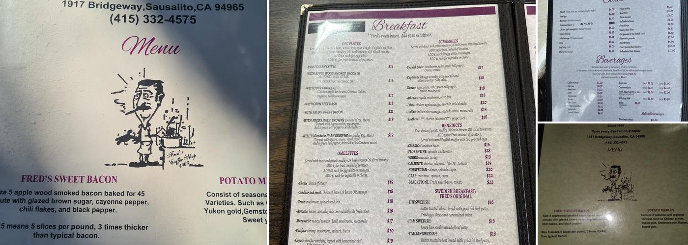 FRED'S Place Menu