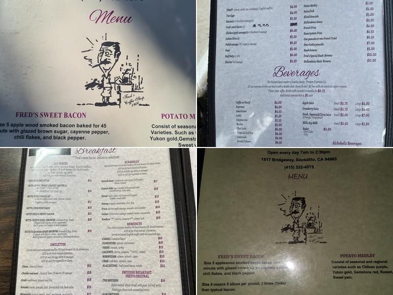 FRED'S Place Menu