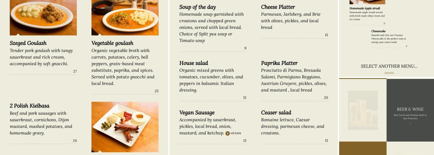 Paprika Menu