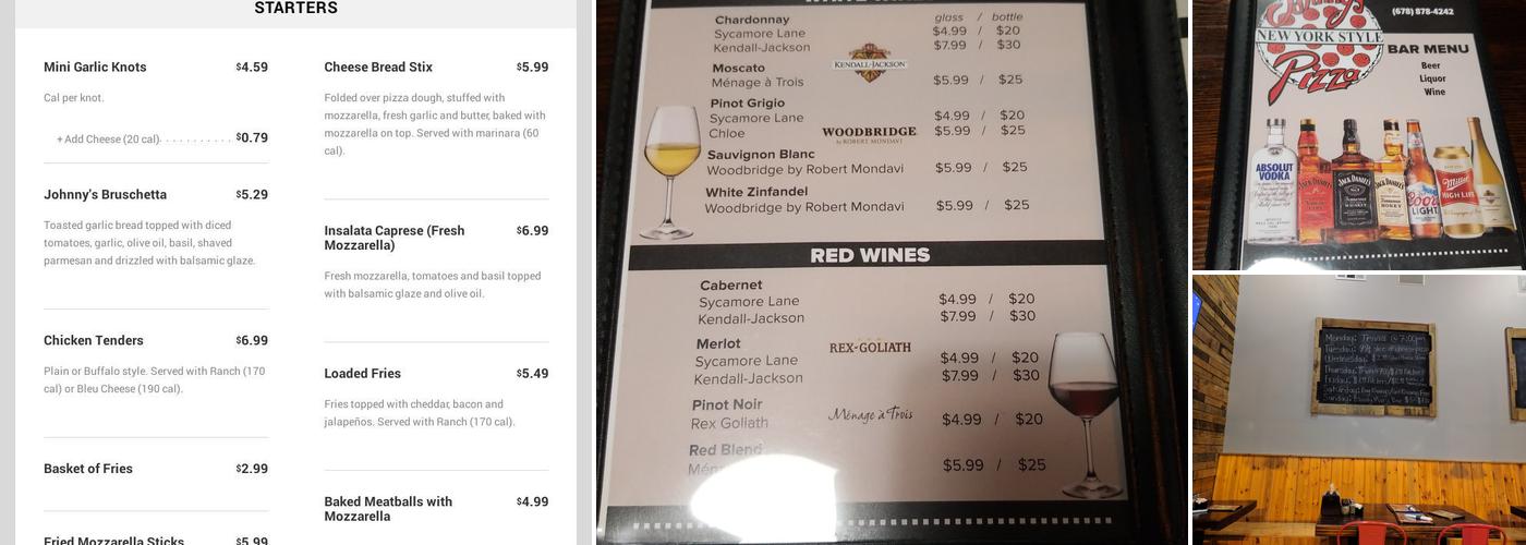 Johnny's New York Style Pizza Menu