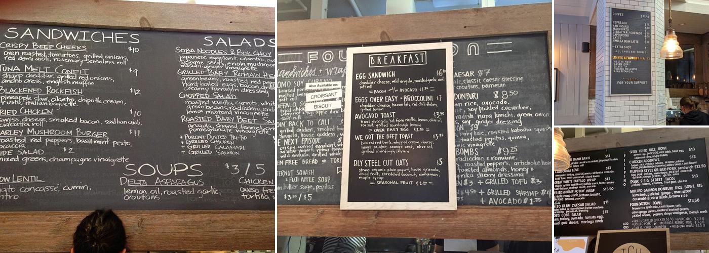 Foundation Cafe Menu