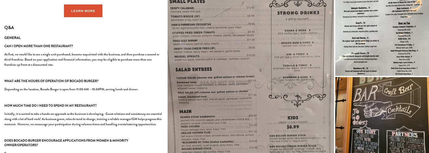 Bocado Menu