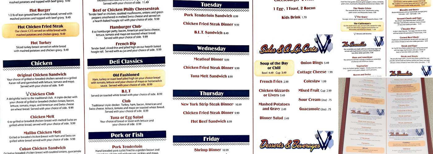 Vidlak's Brookside Cafe Menu