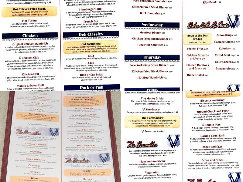 Vidlak's Brookside Cafe Menu