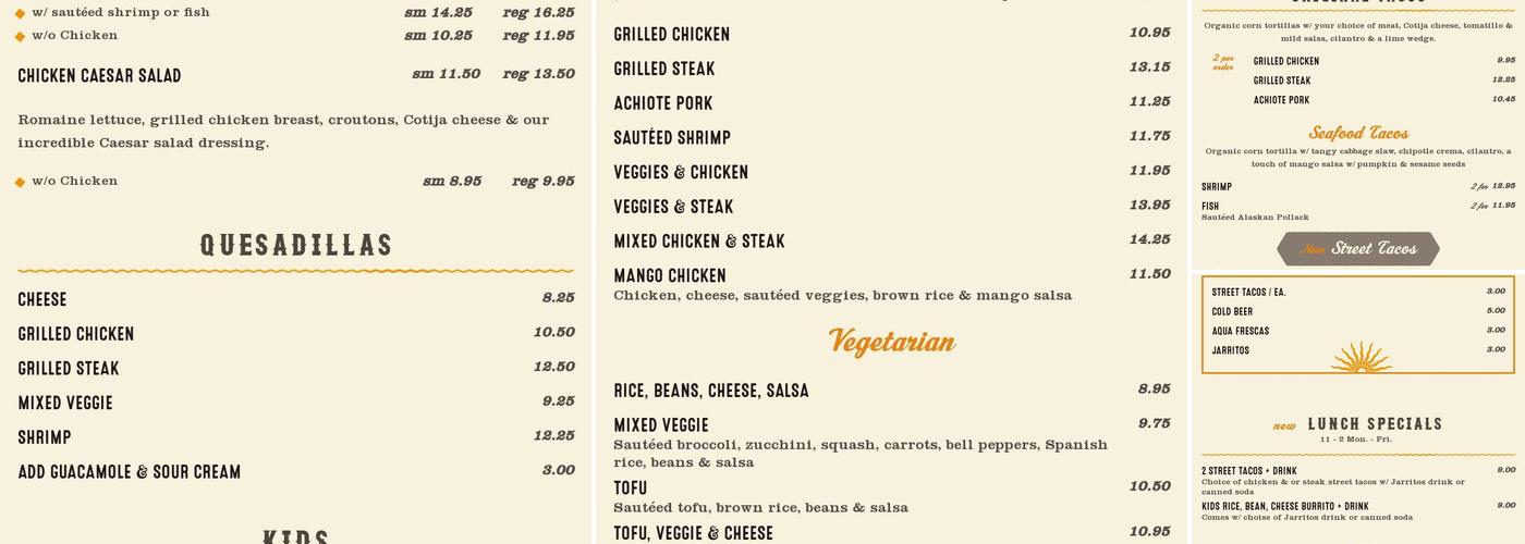 Grilly's Menu