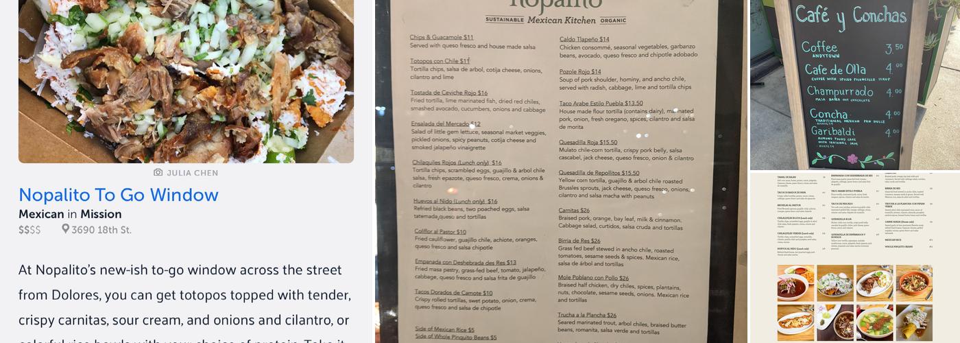 Nopalito Menu