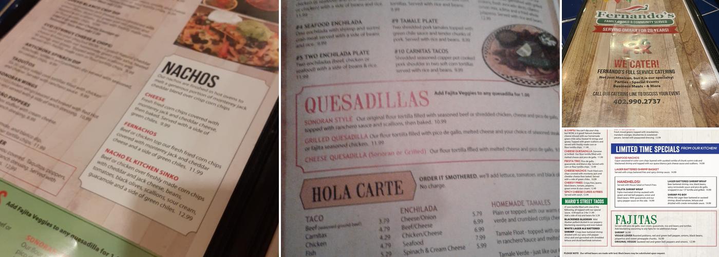 Fernando's Menu