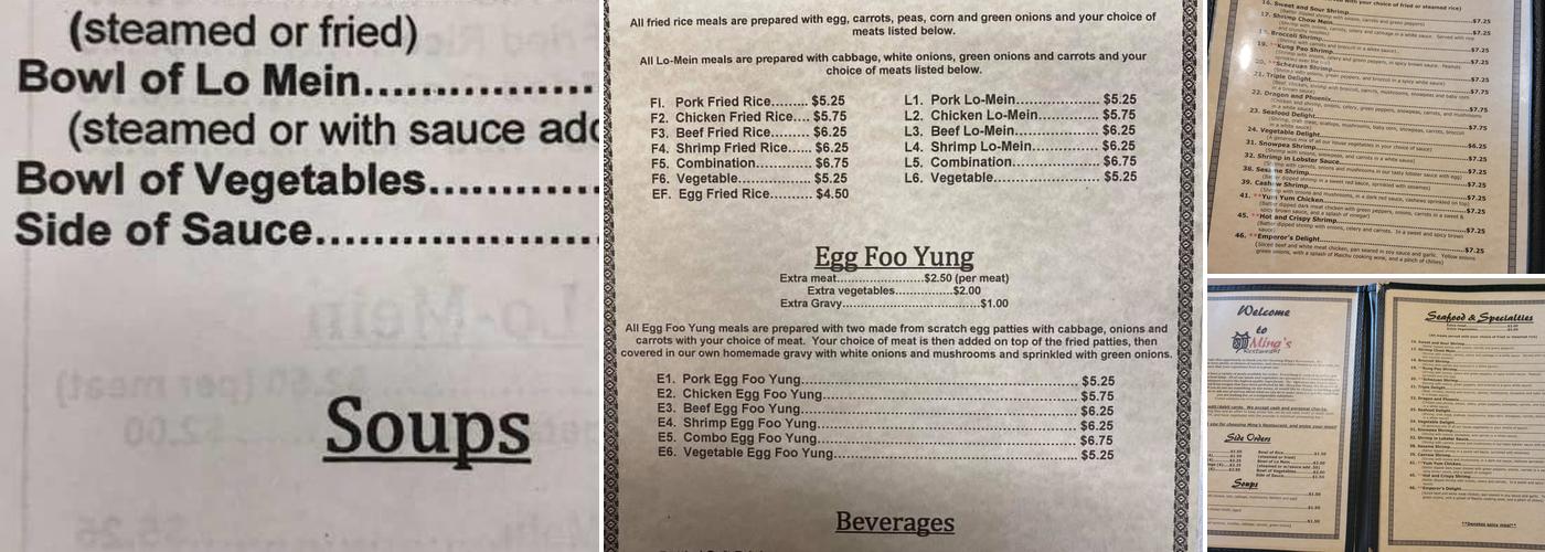 Ming's Restaurant Menu