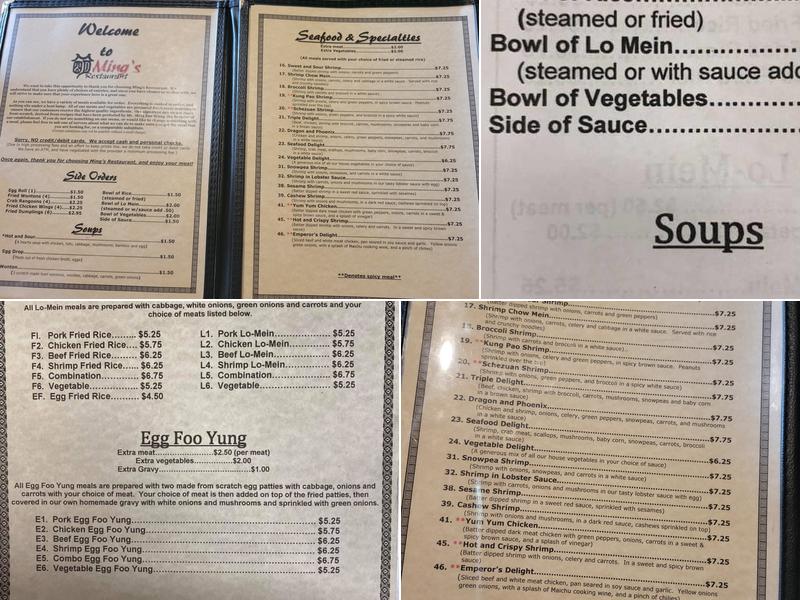 Ming's Restaurant Menu