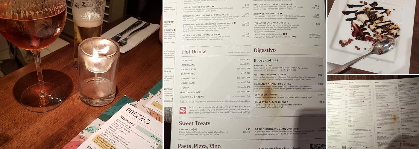 Prezzo Italian Restaurant Crawley Menu