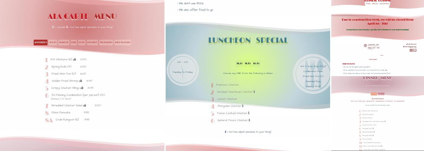 DJ's Chinese Cuisine Menu