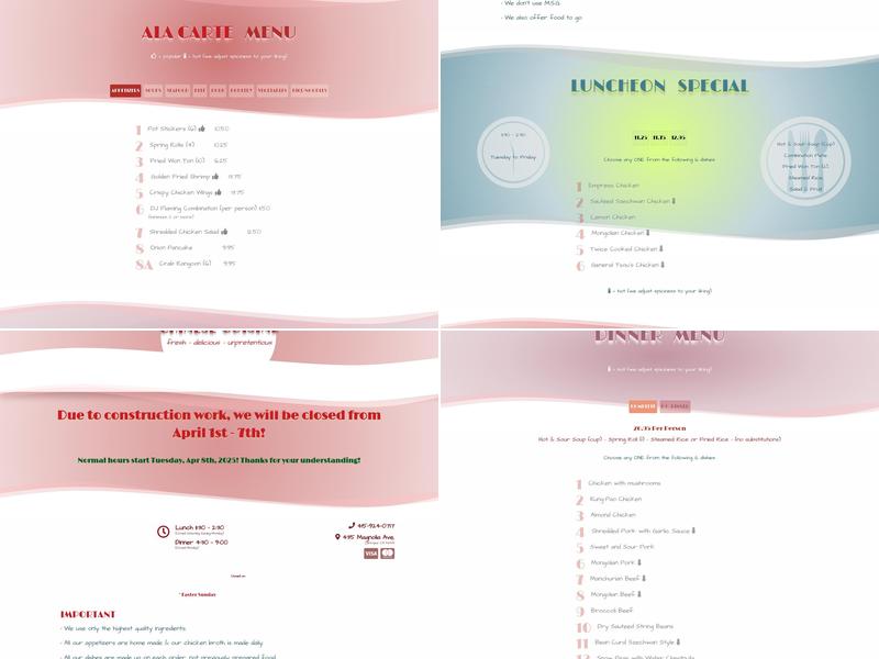 DJ's Chinese Cuisine Menu