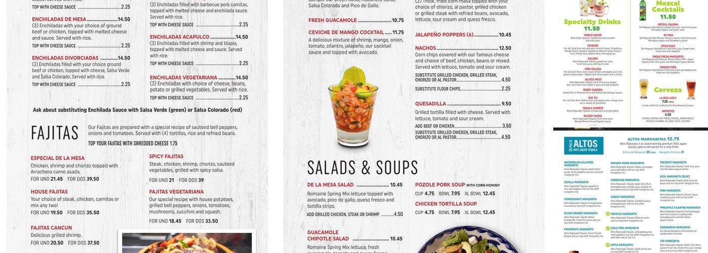 La Mesa Mexican Restaurant Menu