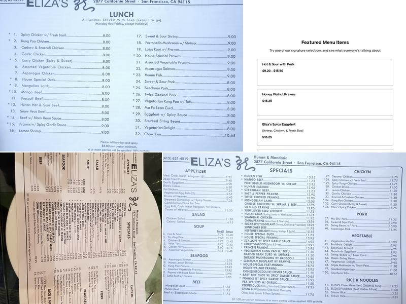 Eliza's Menu