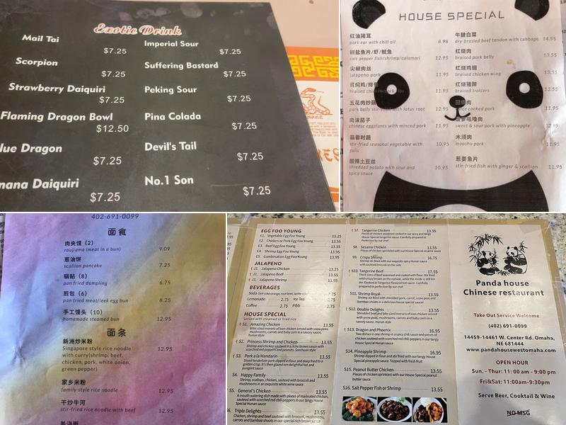 Panda House Chinese Restaurant Menu