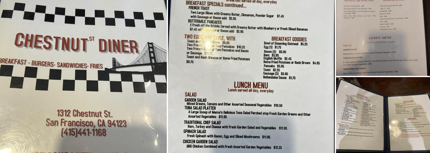Chestnut Diner Menu