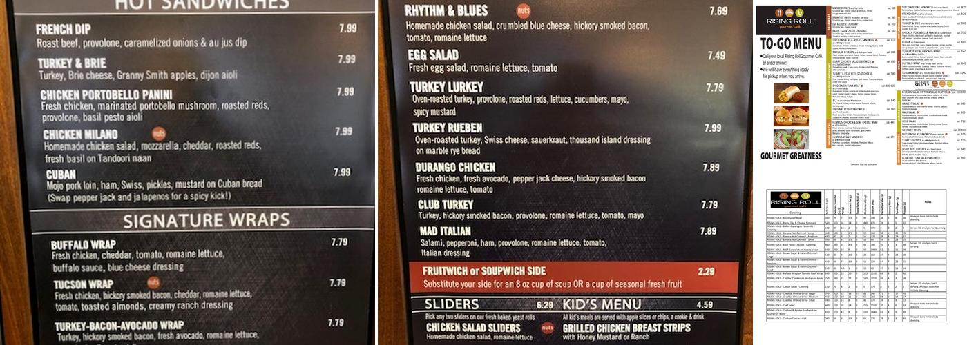 Rising Roll Gourmet Cafe' Menu