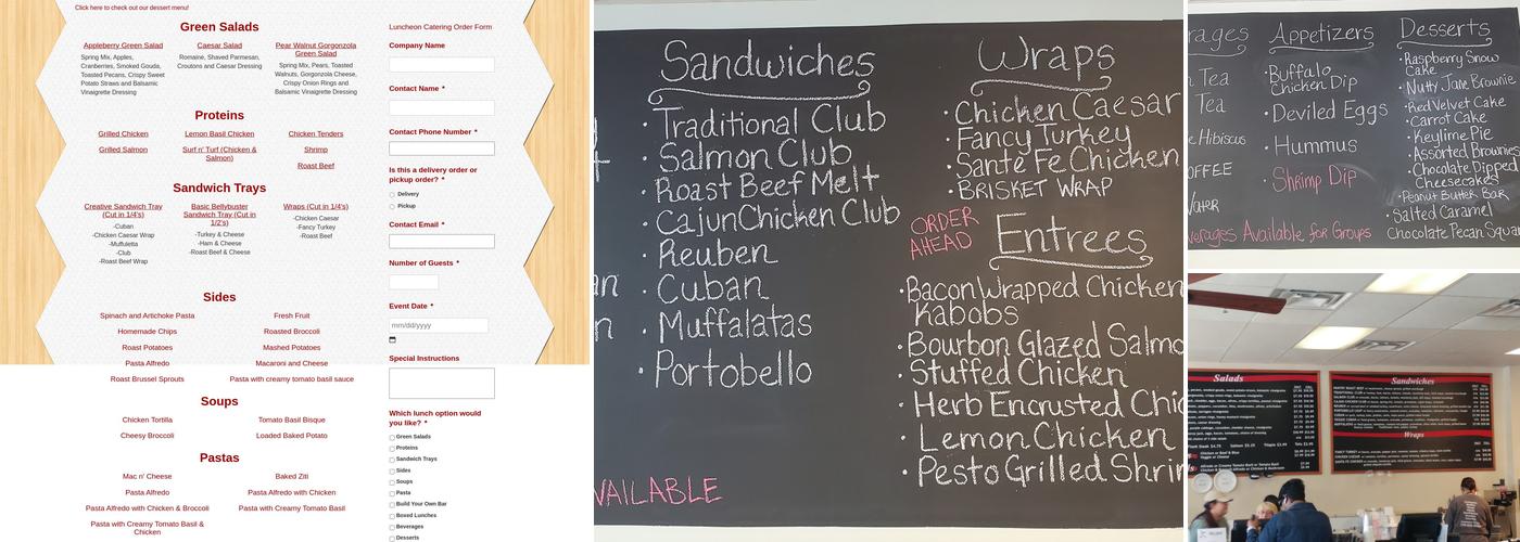 Fancy Pantry Menu