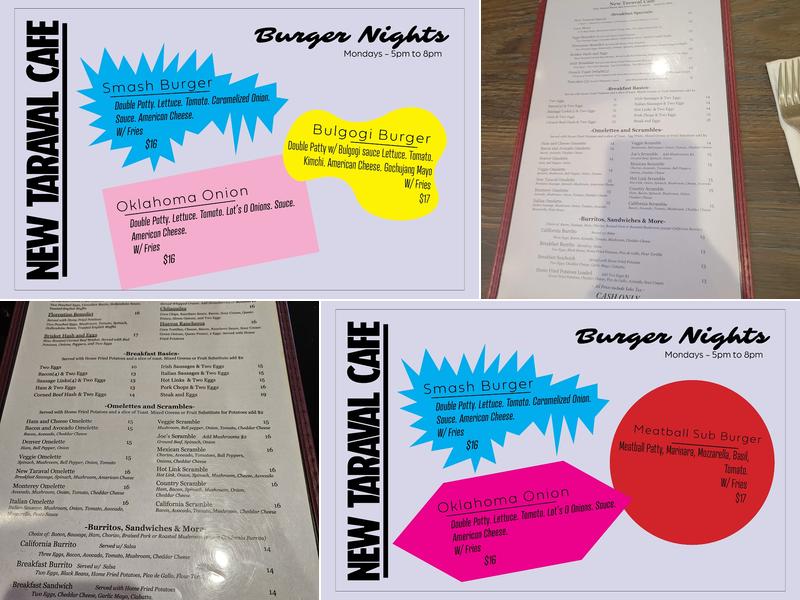 New Taraval Cafe Menu