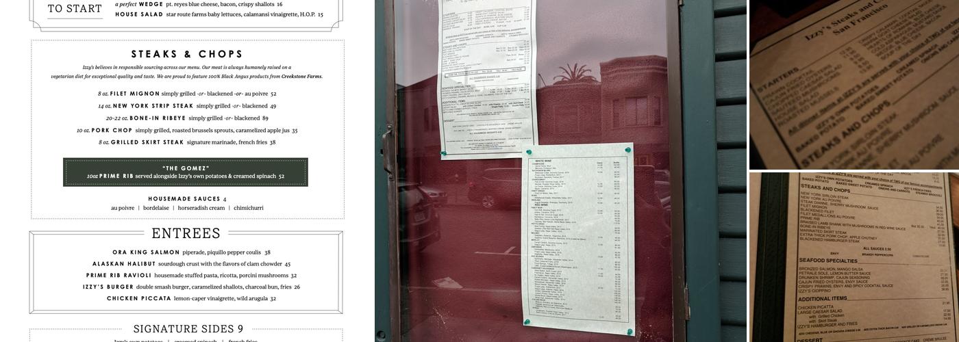 Izzy's Steaks & Chops Menu