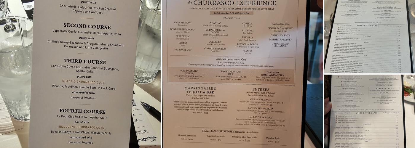 Fogo de Chão Brazilian Steakhouse Menu