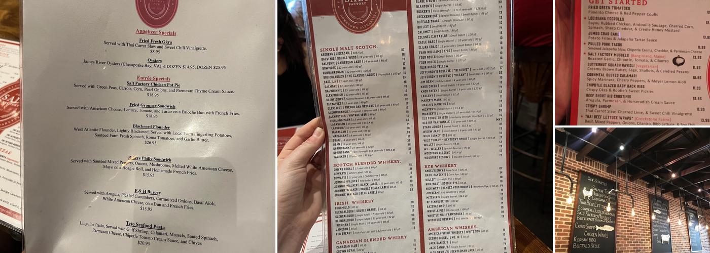 Salt Factory Pub - Alpharetta Menu